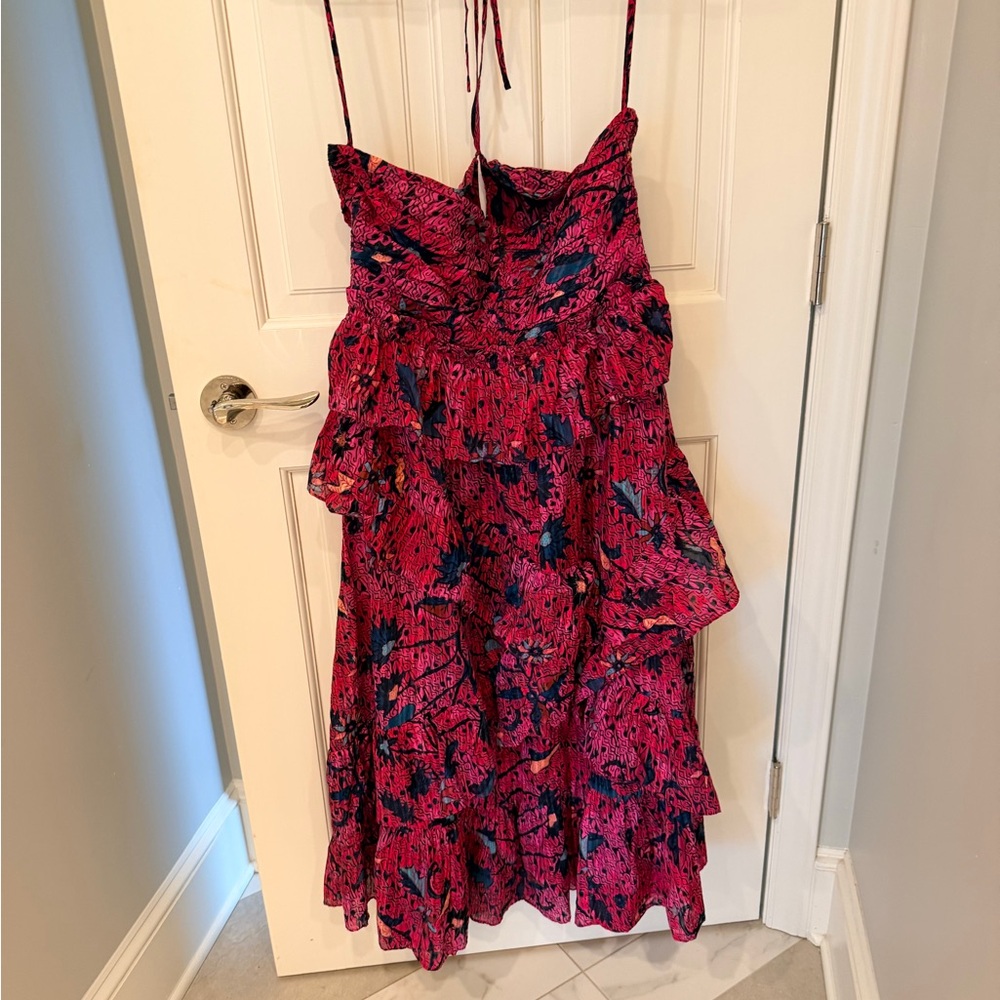 Ulla Johnson Hot Pink and Navy Printed Sundress - Picture 3 of 4